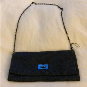 BCBG Black metallic chained clutch